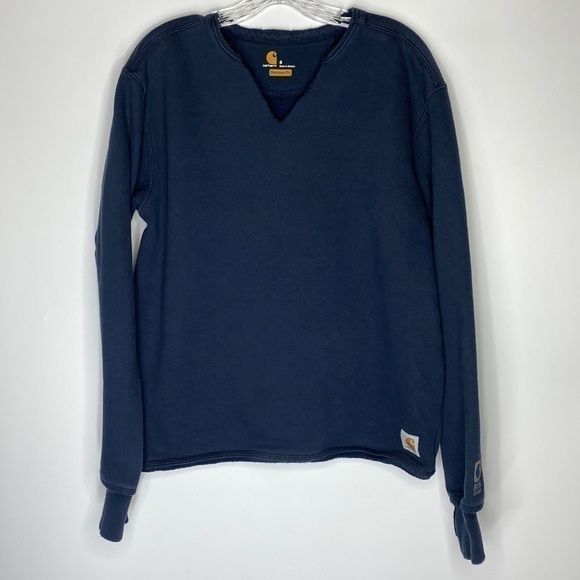 Carhartt 100620 472 Navy Blue Rain Defender Sweatshirt Size Small - Picture 1 of 6